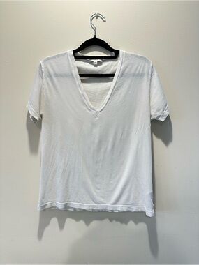 Agolde White V-Neck Short Sleeve Tee